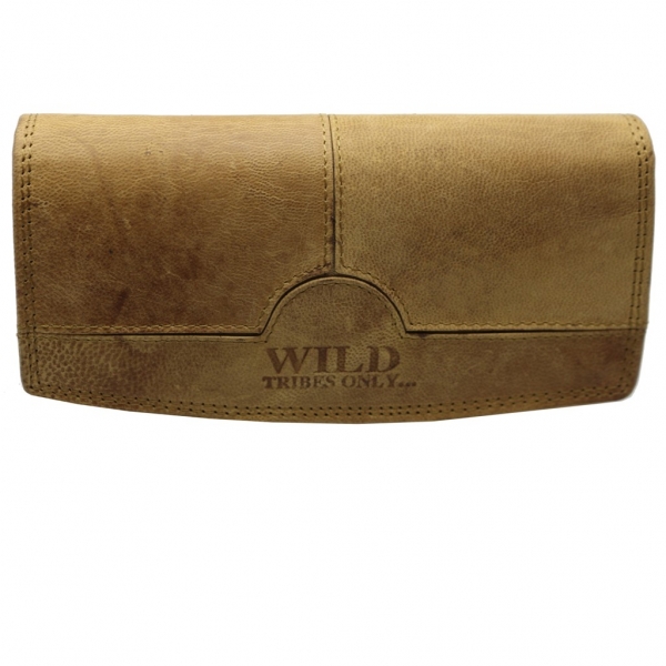 flevado Wasserbüffel Damen Geldbörse Brieftasche RFID Schutz Doppelnaht Beige